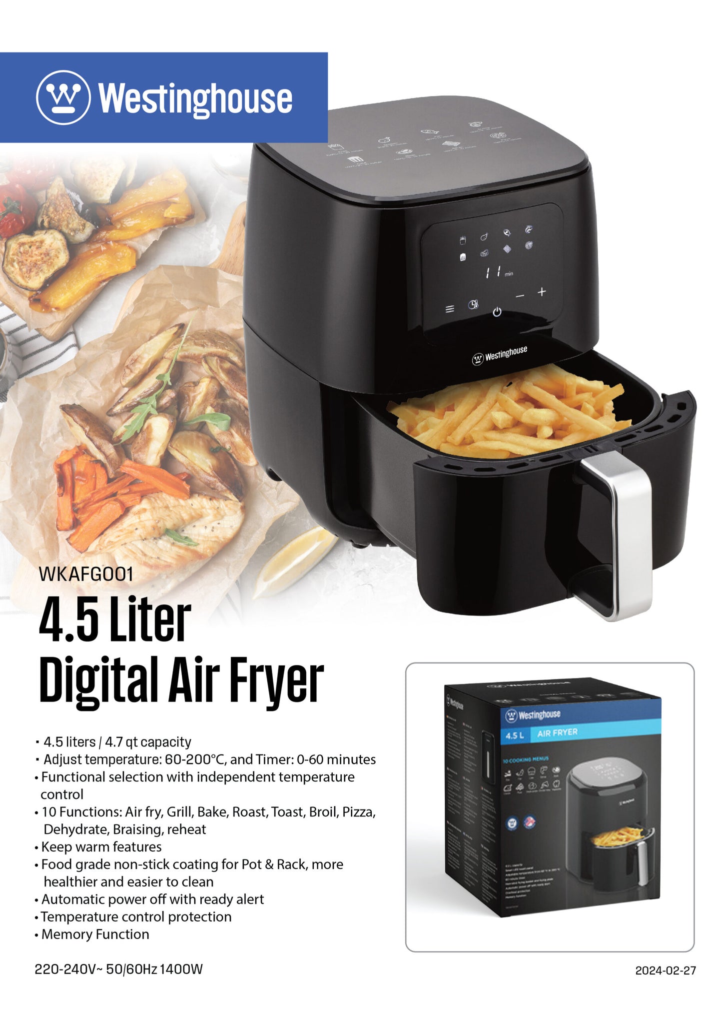 Westinghouse Digital Air-fryer 4.5L