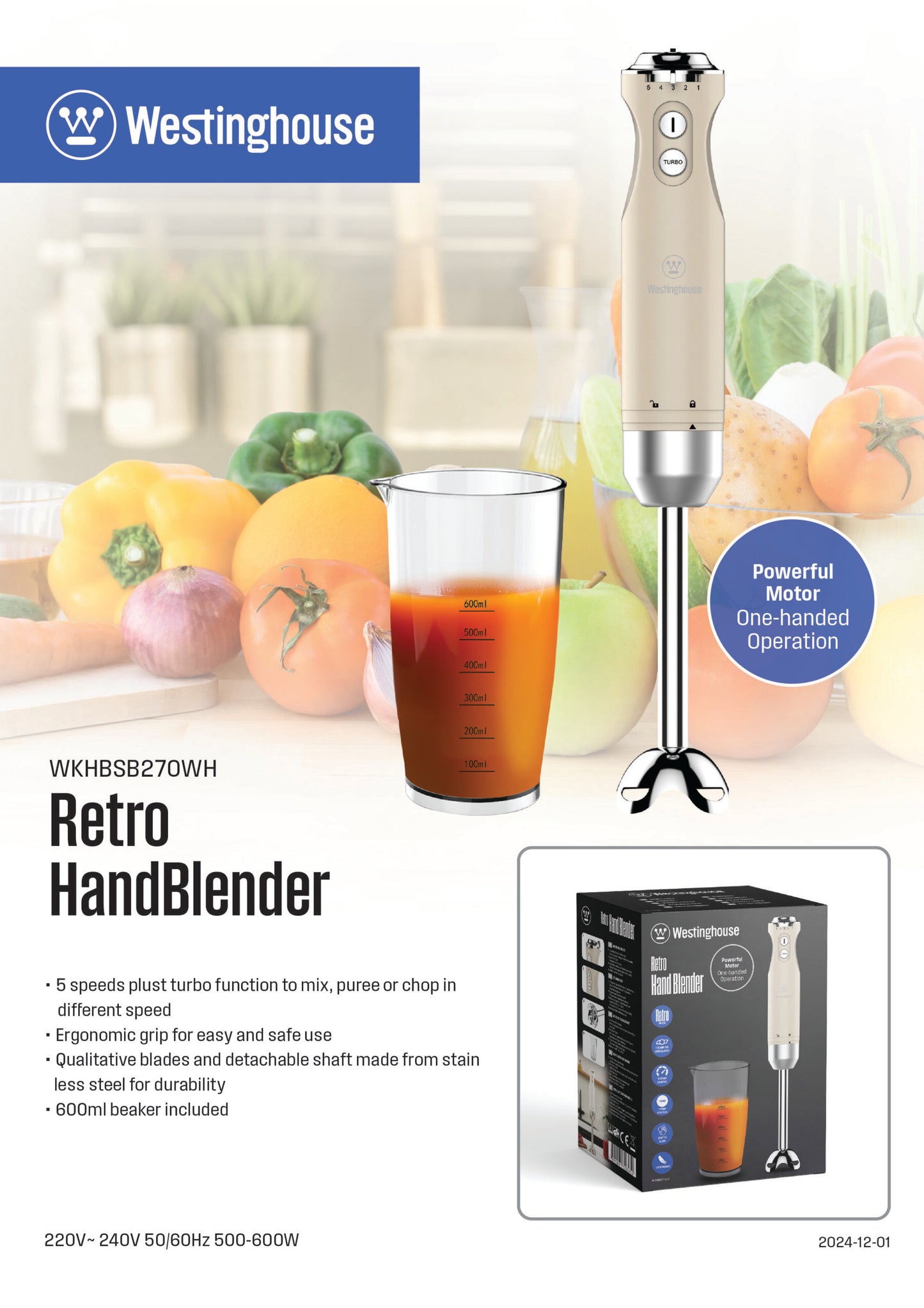 Retro Hand Blender with Beaker