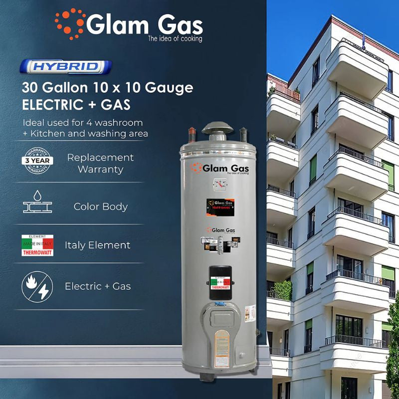 Glam Gas 30G D-10x10 Ele+Gas Water Heater Color Body With Official Warranty