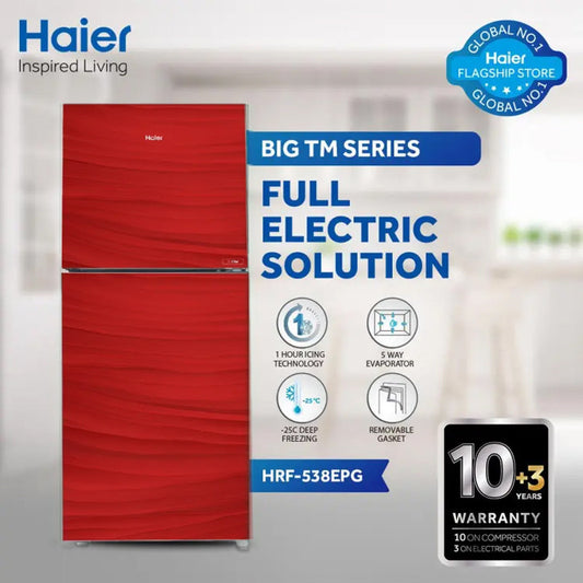 Haier HRF-538 EPR/EPB/EPC/EPG E-Star Refrigerator 19 Cubic Feet With Official Warranty