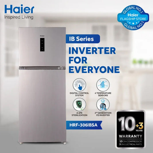 Haier HRF-306IBSA Metal Door 11 Cubic Feet Inverter Refrigerator With Official Warranty