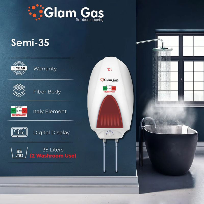 Glam Gas Semi-35 Semi-Instant Water Heater With Official Warranty