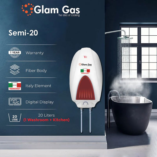 Glam Gas Semi-20 Semi-Instant Water Heater With Official Warranty