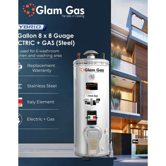 Glam Gas Hybrid Water Heater (Electric + Gas) - 50 Gallon (8x8) Steel With Official Warranty