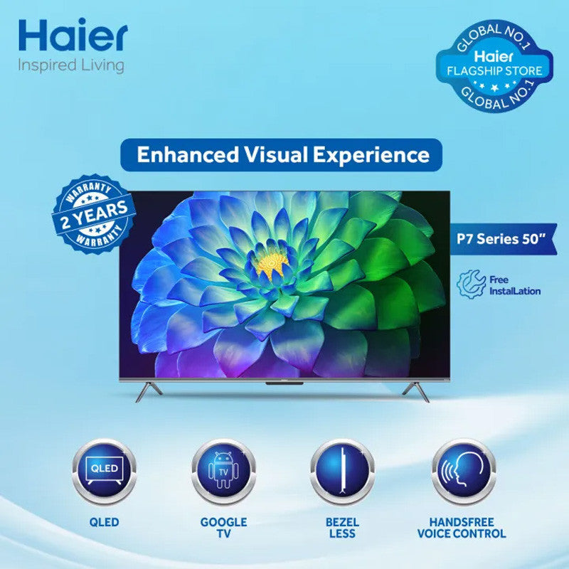 "Haier H75P7UX 75"" Inch HQ LED TV (4K UHD Google TV + Certified Android Smart + Ultra Slim) With Official Warranty "