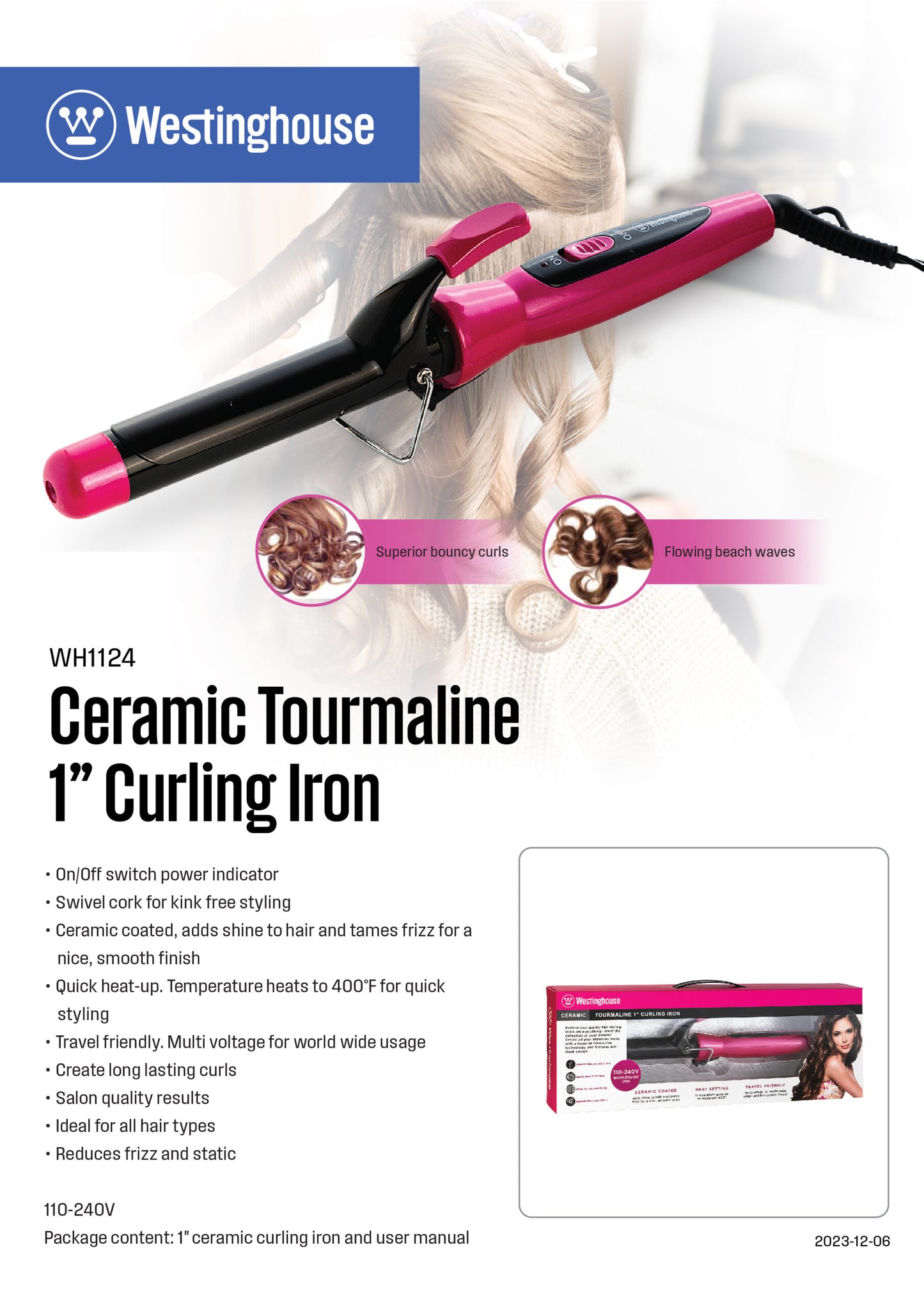 Westinghouse tourmaline curling iron – WH1124