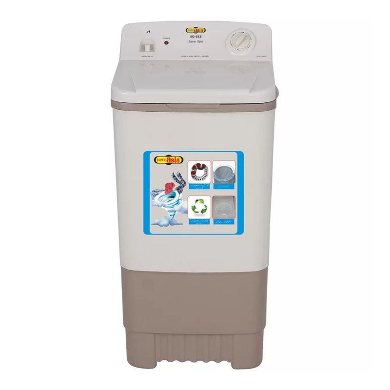 Super Asia SD518 Top Load Spinner Dryer 7Kg With Official Warranty